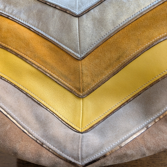 Coach Vintage Soho Limited Edition Chevron Leather Suede Hobo Bag Yellow White - Picture 7 of 14